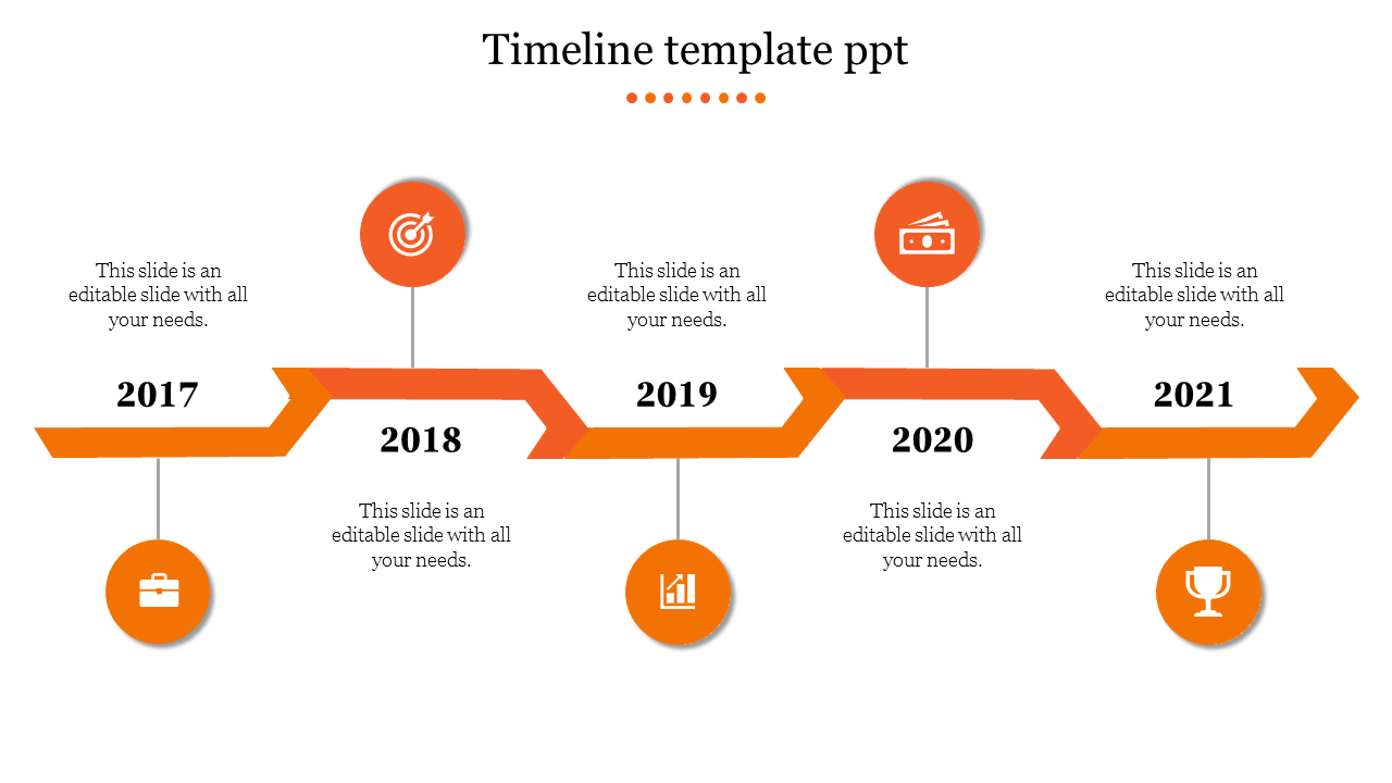 Free - Astounding Timeline Template PPT with Five Nodes Slides